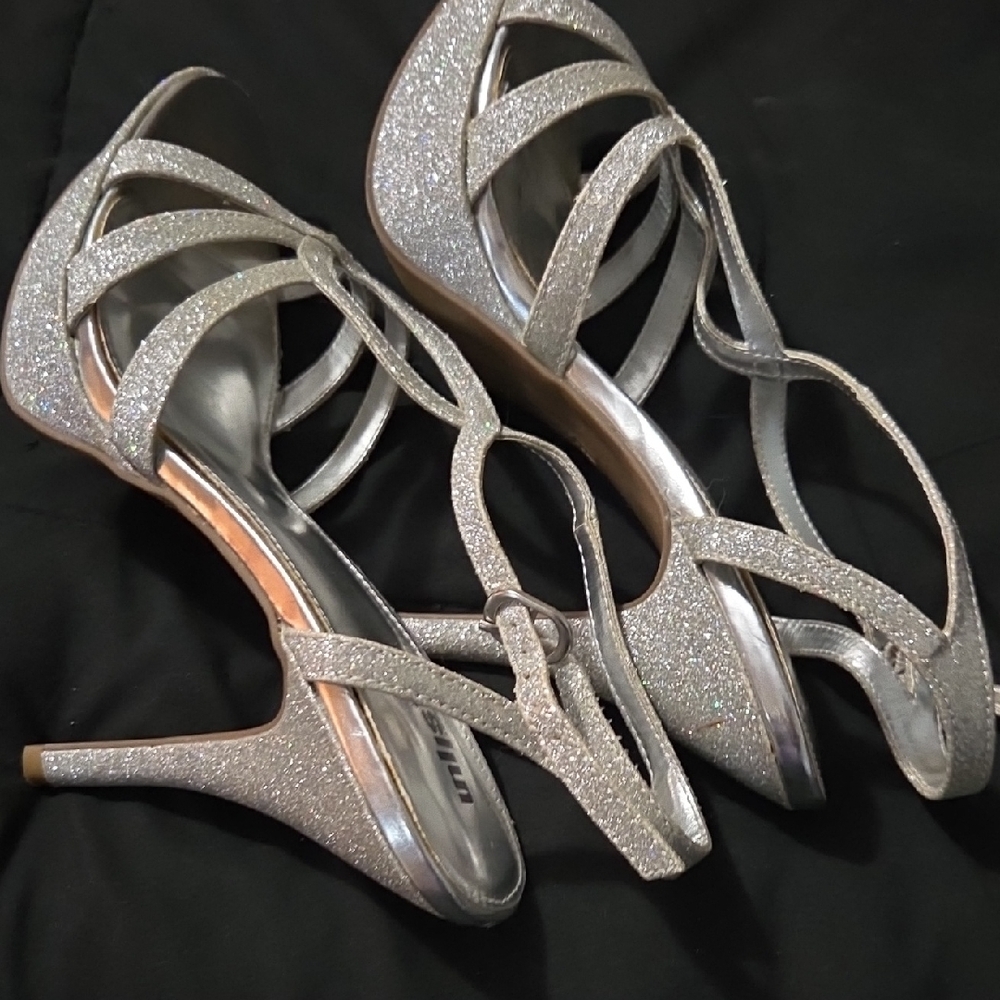 Elegant Silver Glitter Heels